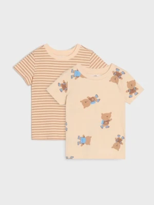 Sinsay - Koszulki z motywem misia 2 pack - kremowy