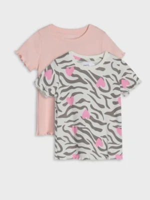 Sinsay - Koszulki z prążkowanej dzianiny 2 pack - kremowy