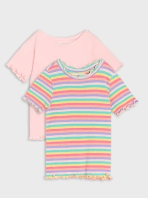 Sinsay - Koszulki z prążkowanej dzianiny 2 pack - wielobarwny