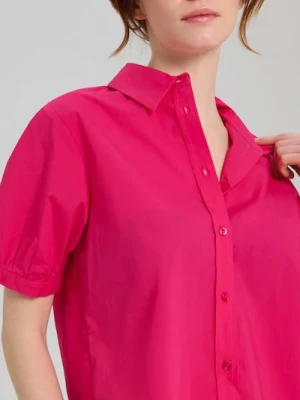 Sinsay - Koszulowa bluzka z bufiastym rękawem - różowy