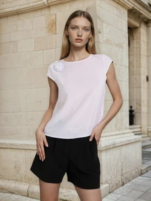 Sinsay - Koszulowa bluzka z kwiatkiem 3D - biały