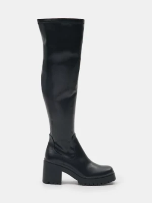 Sinsay - Kozaki muszkieterki z imitacji skóry - czarny