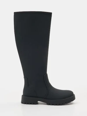 Sinsay - Kozaki oficerki z imitacji skóry - czarny