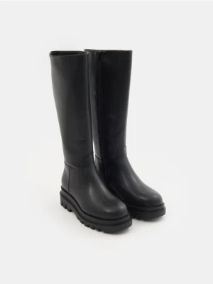 Sinsay - Kozaki z imitacją skóry - czarny