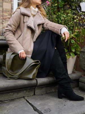 Sinsay - Kozaki z imitacji zamszu - czarny