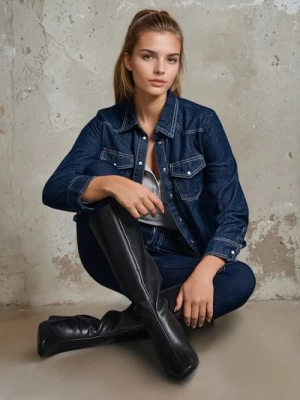 Zdjęcie produktu Sinsay - Kozaki za kostkę z imitacji skóry - czarny