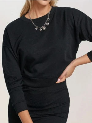 Sinsay - Krótka bluza crewneck - czarny