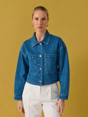 Sinsay - Krótka jeansowa katana - niebieski