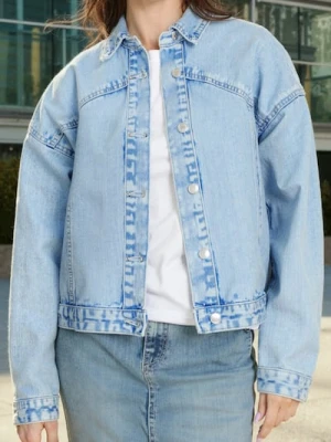 Sinsay - Krótka katana jeansowa z ozdobnymi kryształkami - niebieski