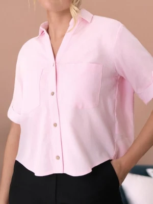 Sinsay - Krótka koszula z kołnierzykiem - różowy