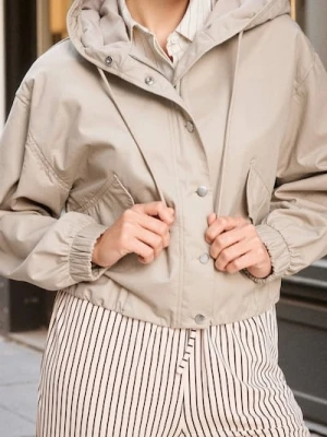 Sinsay - Krótka parka z kapturem z bawełny - brązowy