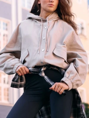 Sinsay - Krótka parka z kapturem z bawełny - brązowy