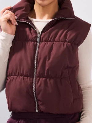 Sinsay - Krótka pikowana kamizelka - bordowy