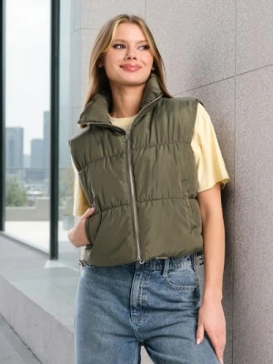 Sinsay - Krótka pikowana kamizelka - zielony