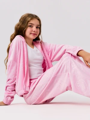 Sinsay - Krótka rozpinana bluza z kapturem Hello Kitty - różowy