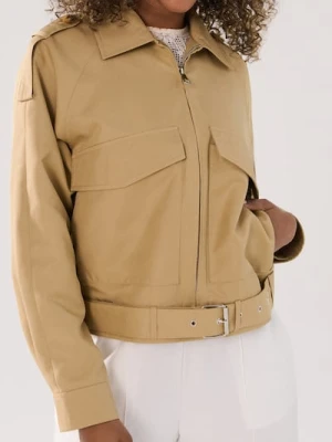 Sinsay - Krótki trencz z paskiem - brązowy