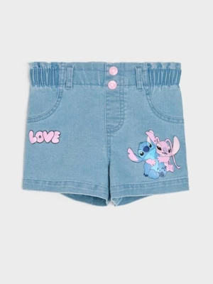 Sinsay - Krótkie jeansy Stitch - niebieski
