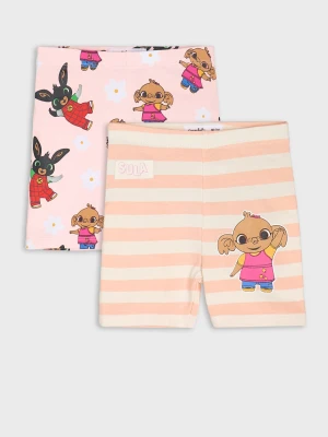 Sinsay - Krótkie legginsy 2 pack Bing - kremowy