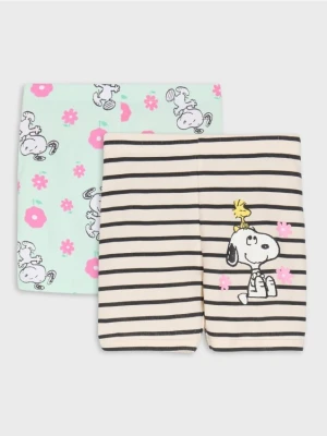 Sinsay - Krótkie legginsy 2 pack Peanuts - zielony