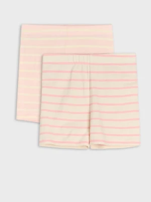 Sinsay - Krótkie legginsy w paski 2 pack - różowy