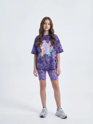 Sinsay - Krótkie legginsy z efektem tie dye Care Bears - fioletowy