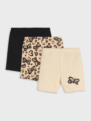 Sinsay - Krótkie legginsy z motywem motylków 3 pack - brązowy