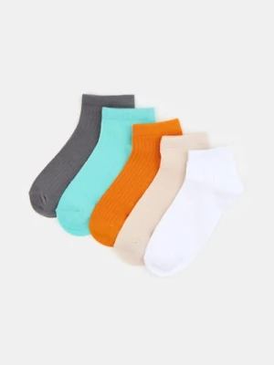 Sinsay - Krótkie prążkowane skarpetki 5 pack - wielobarwny