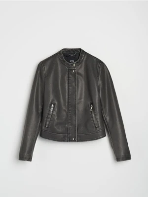 Sinsay - Kurtka biker z imitacji skóry - czarny