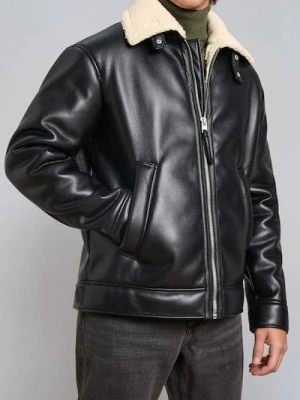 Sinsay - Kurtka biker z imitacji skóry - czarny