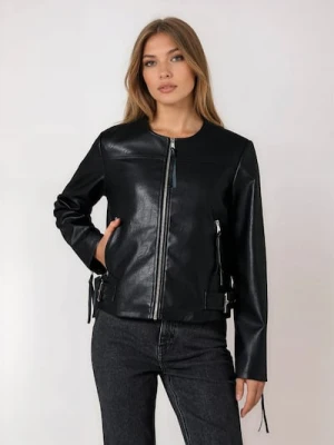 Sinsay - Kurtka biker z imitacji skóry - czarny