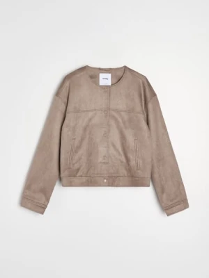 Sinsay - Kurtka bomber z imitacji zamszu - fioletowy