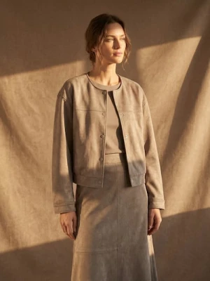 Sinsay - Kurtka bomber z imitacji zamszu - fioletowy