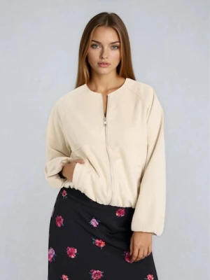 Sinsay - Kurtka bomber z imitacji zamszu - kremowy