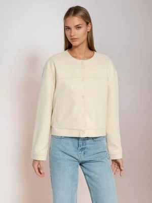 Sinsay - Kurtka bomber z imitacji zamszu - kremowy