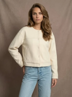 Sinsay - Kurtka bomber z imitacji zamszu - kremowy