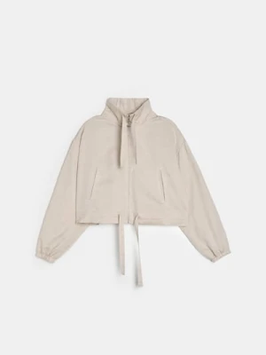 Sinsay - Kurtka bomber z lyocellu z domieszką lnu - kremowy