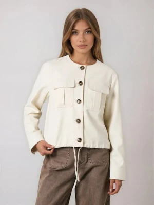 Sinsay - Kurtka bomberka z domieszką wiskozy i lnu - kremowy