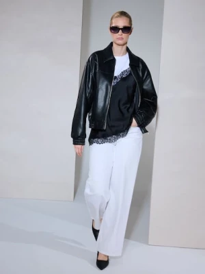 Sinsay - Kurtka bomberka z imitacji skóry - czarny