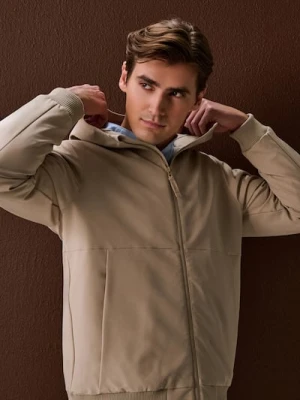 Sinsay - Kurtka bomberka z kapturem - beżowy