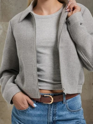 Sinsay - Kurtka bomberka z kołnierzykiem - szary