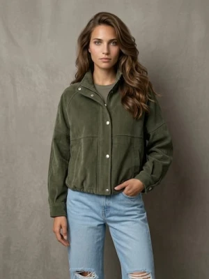 Sinsay - Kurtka bomberka ze stójką i twillowym wykończeniem - zielony