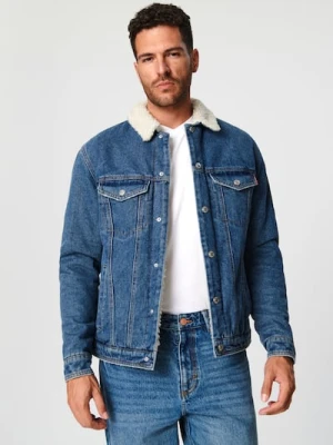 Sinsay - Kurtka jeansowa sherpa - niebieski