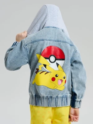 Sinsay - Kurtka jeansowa z kapturem Pokémon - turkusowy