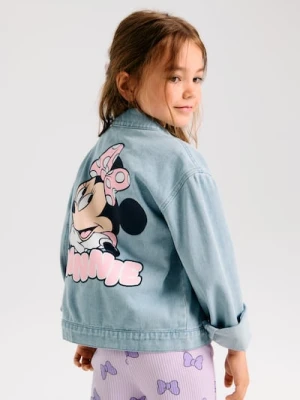Sinsay - Kurtka jeansowa z nadrukiem na plecach Minnie Mouse - niebieski