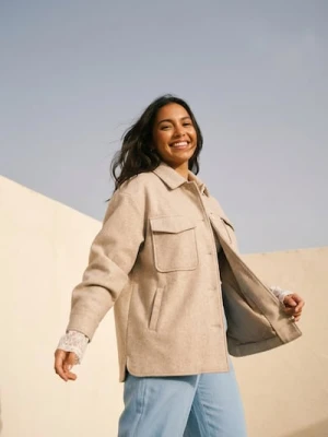 Sinsay - Kurtka koszulowa typu shacket - kremowy