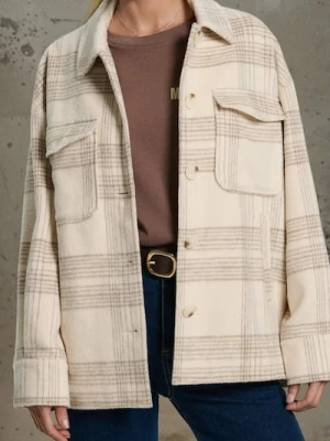 Sinsay - Kurtka koszulowa typu shacket w kratkę - wielobarwny