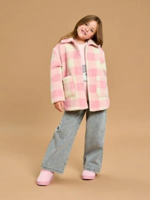 Sinsay - Kurtka koszulowa uszyta z kożuszkowej dzianiny - kremowy