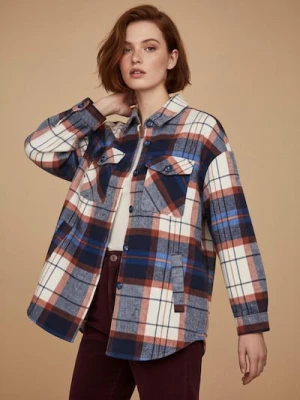 Sinsay - Kurtka koszulowa w kratę - niebieski