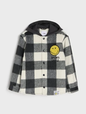 Sinsay - Kurtka koszulowa w kratę z kapturem SmileyWorld® - czarny