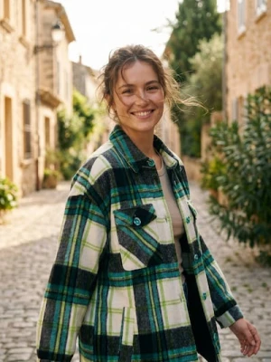 Sinsay - Kurtka koszulowa z domieszką wełny - zielony